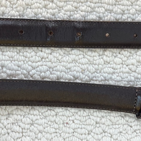 Coach Mocha Leather Dress Belt Men's Burnished Cowhide Brass Buckle 36" x 1" Y2K - Picture 4 of 7